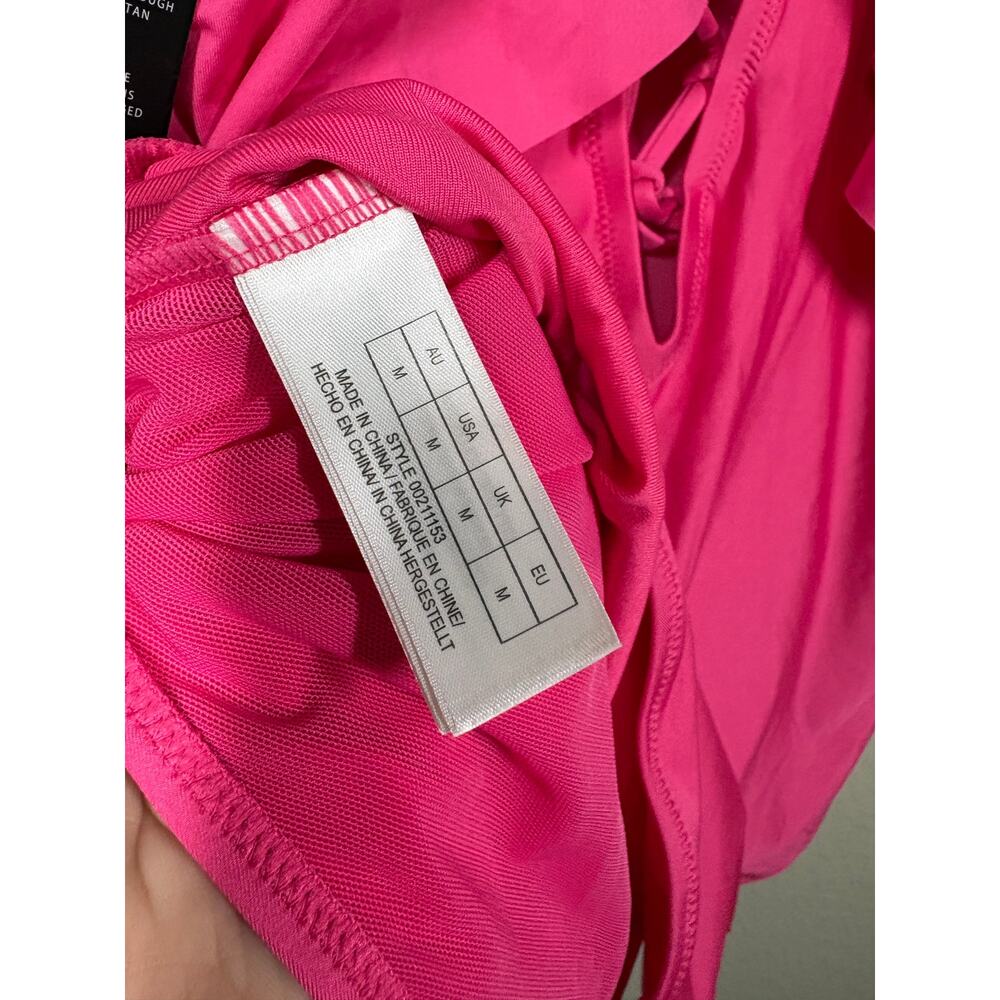 City Chic Size Medium/18 Ingrid Ruffle One Piece Fuchsia Pink Swimsuit Swimwear - Picture 14 of 15